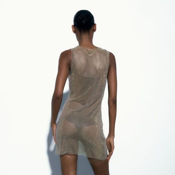 ZARA MESH RHINESTONE DRESS Crystal - Picture 9 of 13